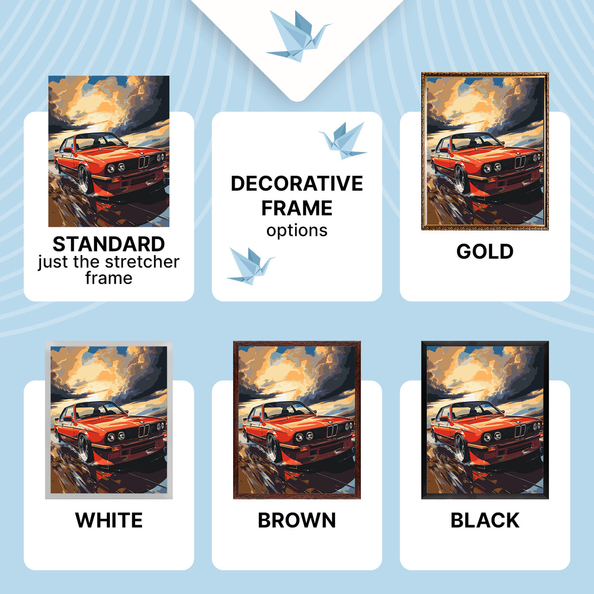 Malování podle čísel na rámu 40*50 cm – Krajinka. Auto BMW E34 - LW 3324