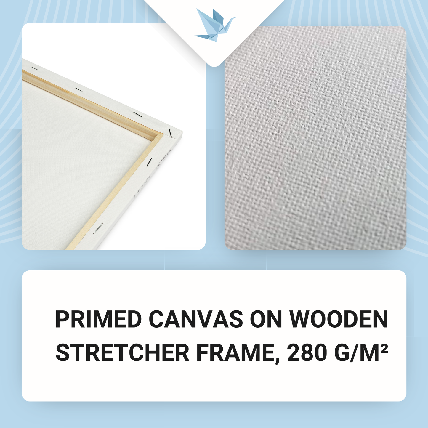 Šepsované malířské plátno na dřevěném rámu 20×20 cm, 280 g/m²