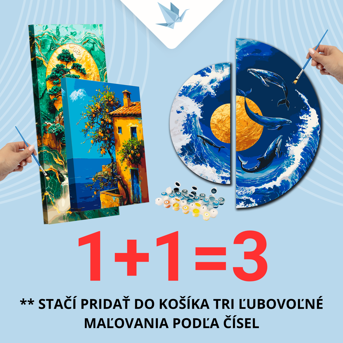 Malování podle čísel na rámu 70*70 cm Rovnováha protikladů s metalickými barvami (půlkruhy) OSR 1001