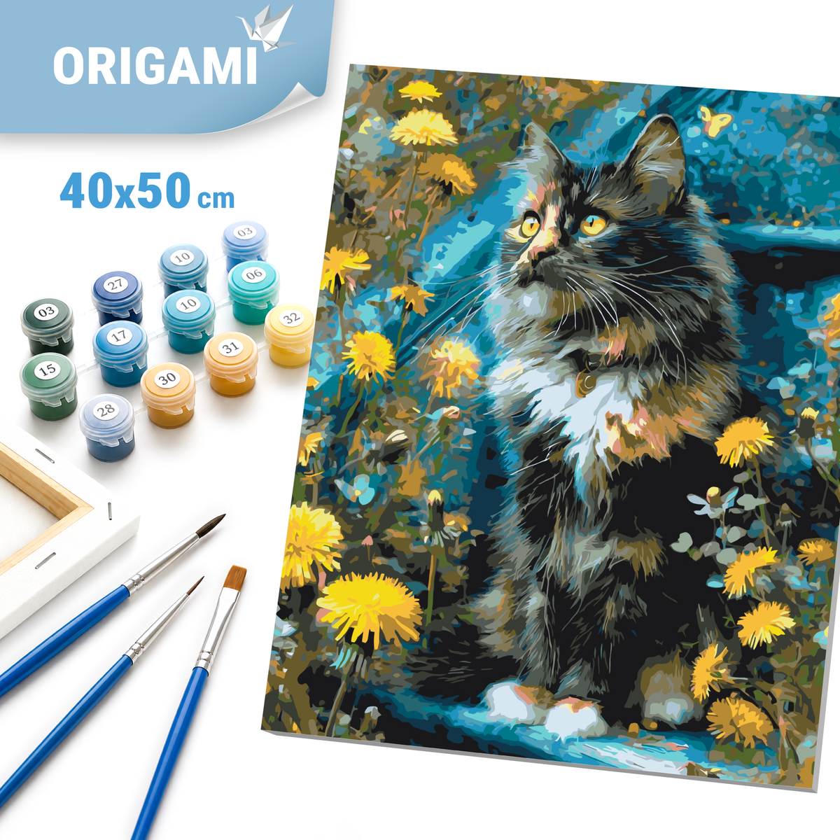 Malování podle čísel na rámu 40*50 cm - Koťátko v pampeliškách - Zvířata - LW 3009-01