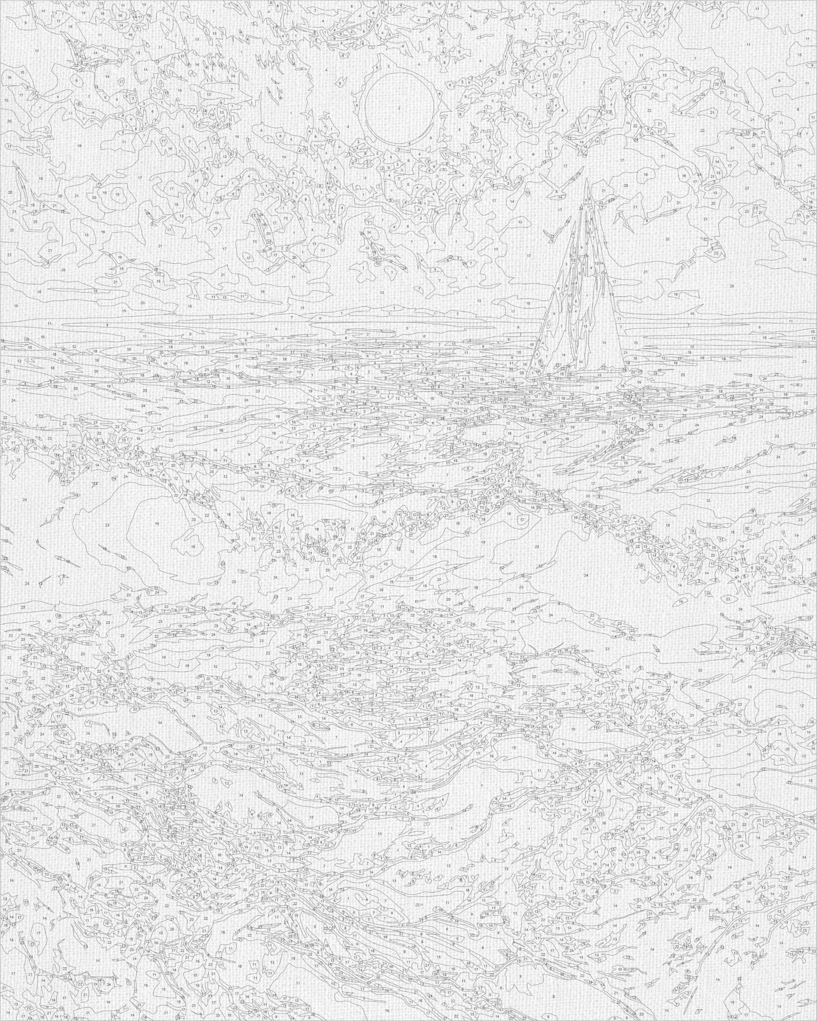 Malování podle čísel na rámu 40*50 cm Krajinka - Plachetnice za úsvitu s metalickými barvami LW 30610-01