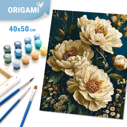 Malování podle čísel na rámu 40*50 cm - Sametové pivoňky - Květiny - LW 3064-01
