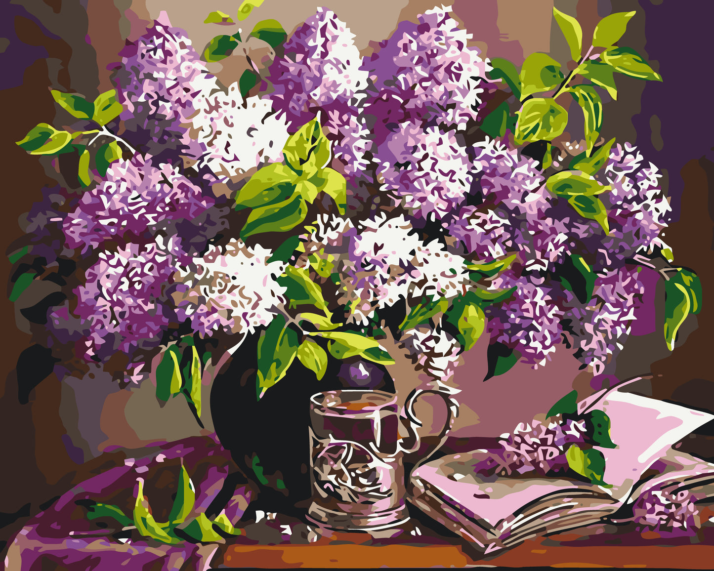 Malování podle čísel na rámu 40×50 cm - Kytice šeříku - Zátiší/Květiny - LW 3075