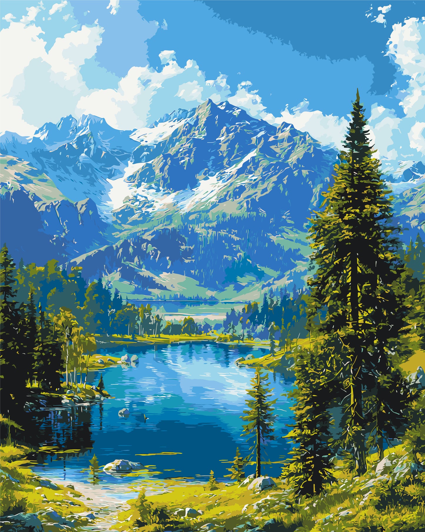 Malování podle čísel na rámu 40*50 cm krajinka – Horský klid LW 30990