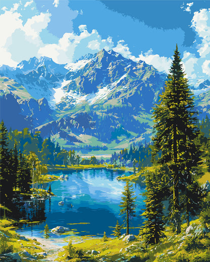 Malování podle čísel na rámu 40*50 cm krajinka – Horský klid LW 30990