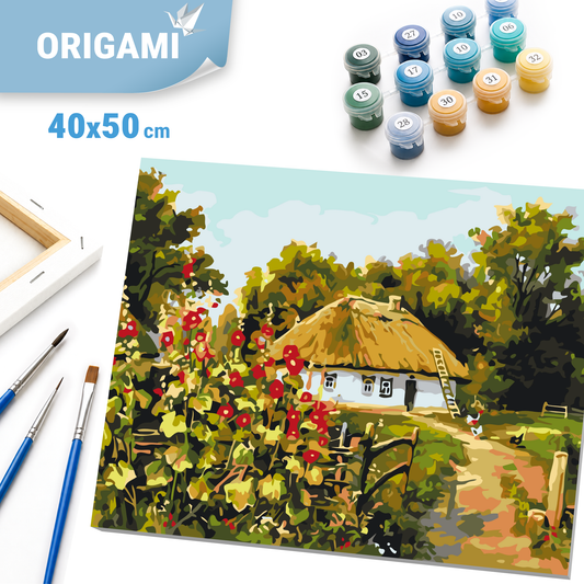 Maľovanie podľa čísel na ráme 40*50 cm - Ukrajinská chalupa - Krajinka - LW 3162