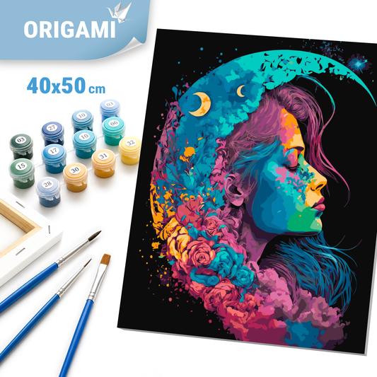 Paint by Numbers on a 40*50 cm frame – Portrait of a Moon Girl. Abstraction LW 31640