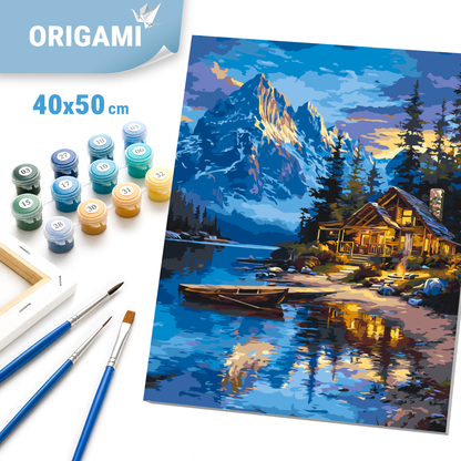 Malování podle čísel na rámu 40*50 cm - Dům u jezera - Krajina - LW 3207-01