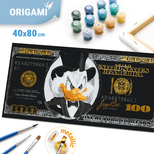 Malování podle čísel na rámu 40*80 cm Strýc Držgroš. Černý dolar. S metalickými barvami (zlaté) LW 3287