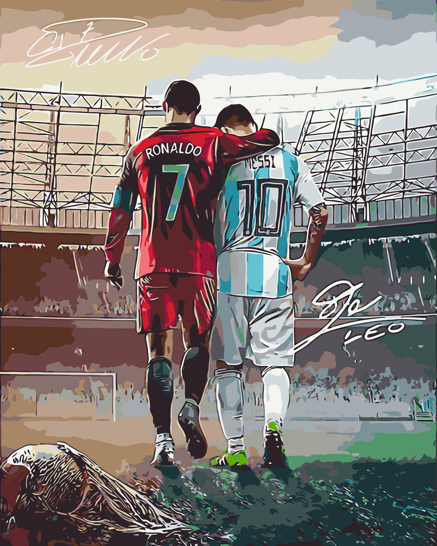 Malování podle čísel na rámu 40*50 cm – Fotbal. Dvě legendy: Ronaldo a Messi LW 3322