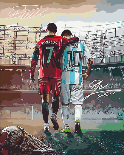 Malování podle čísel na rámu 40*50 cm – Fotbal. Dvě legendy: Ronaldo a Messi LW 3322