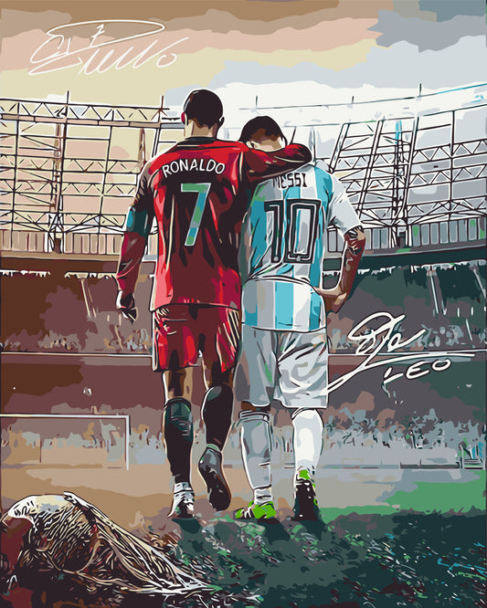Malování podle čísel na rámu 40*50 cm – Fotbal. Dvě legendy: Ronaldo a Messi LW 3322