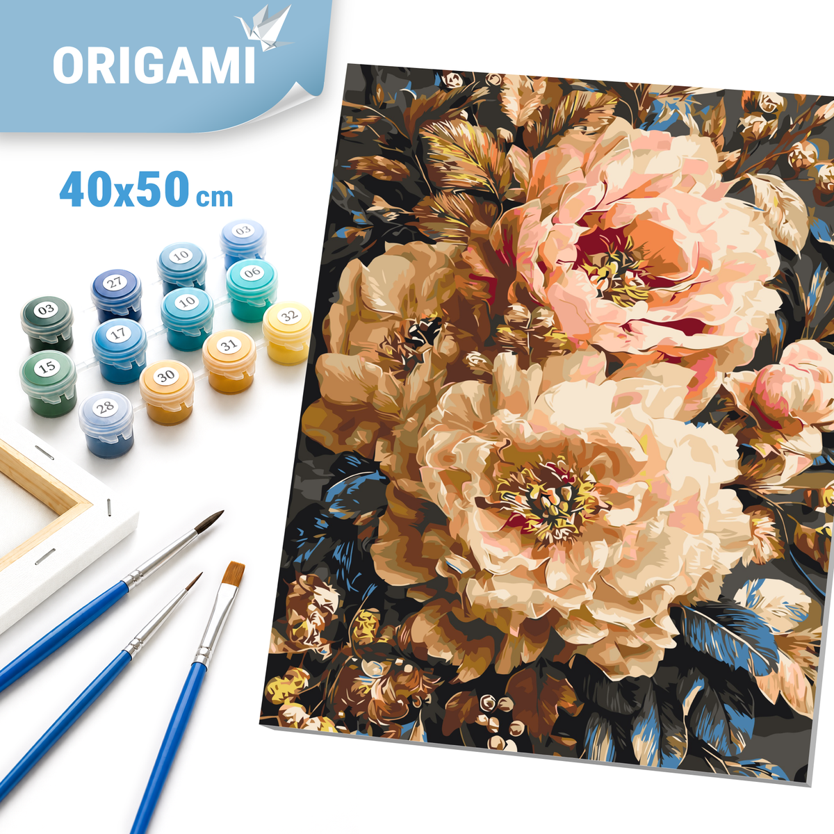 Malování podle čísel na rámu 40*50 cm - Karamelové pivoňky - Květiny - LW 3330-01
