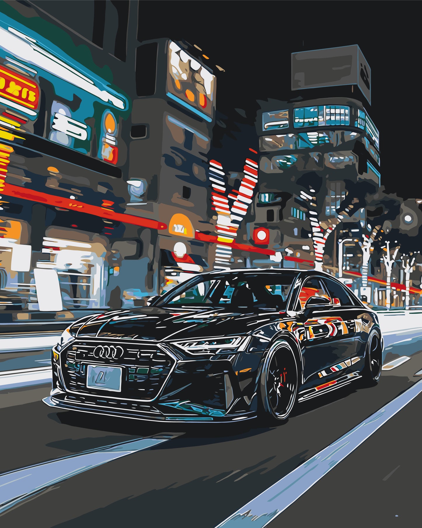 Malování podle čísel na rámu 40*50 cm Auta. Černá Audi LW 3402