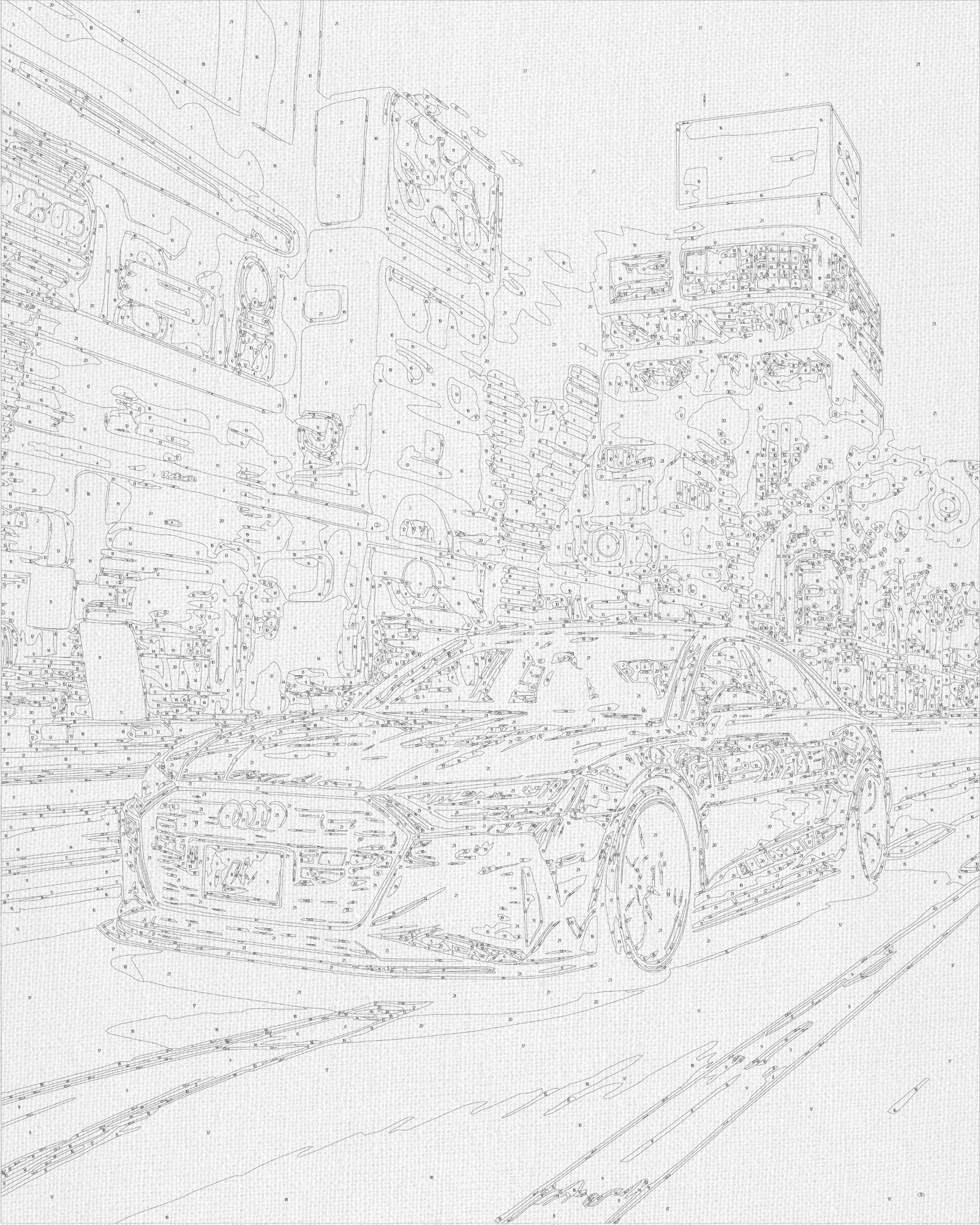 Malování podle čísel na rámu 40*50 cm Auta. Černá Audi LW 3402