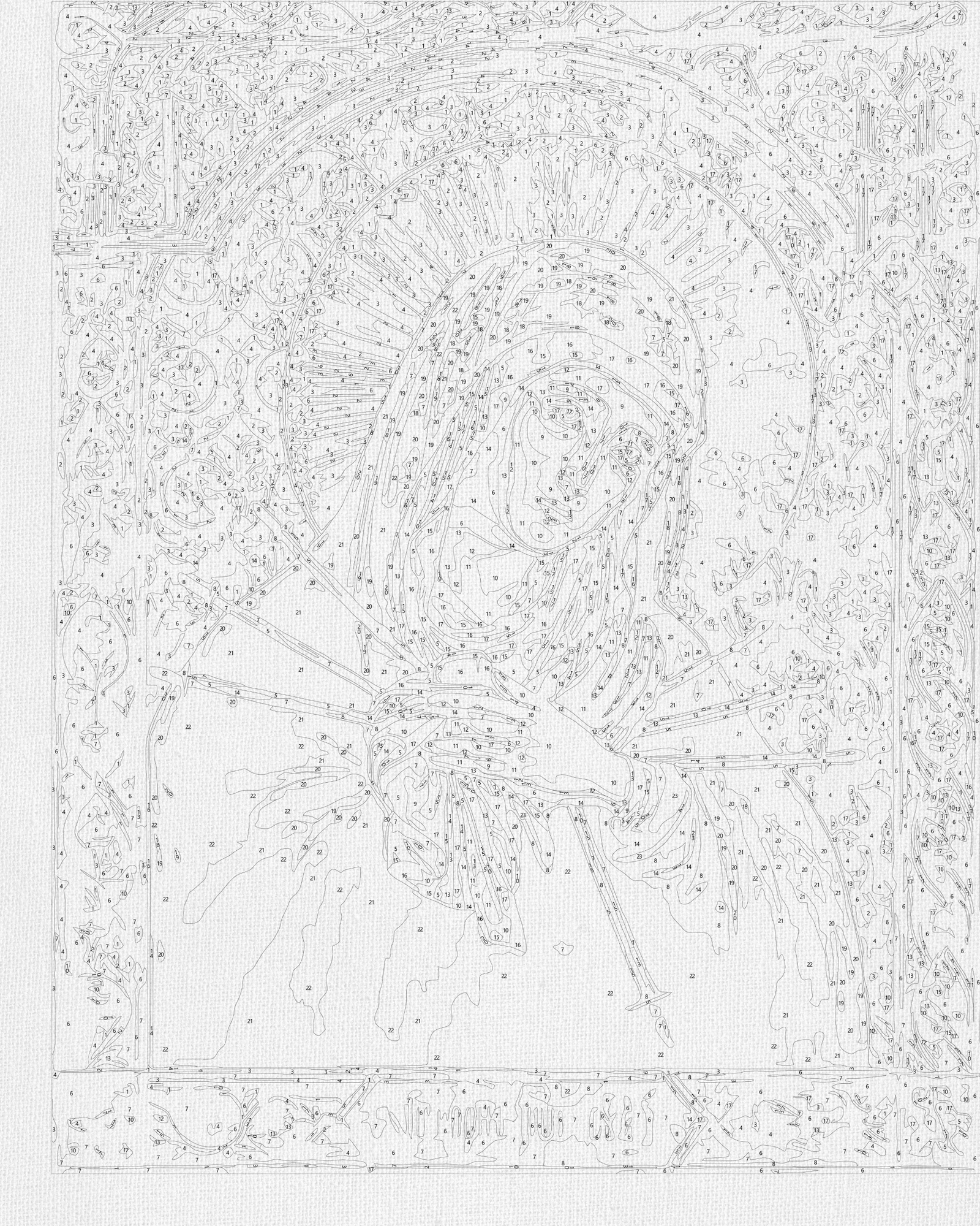 Malování podle čísel na rámu 40*50 cm Náboženství. Ikona Bohorodičky „Změkčení špatných srdcí“ s metalickými barvami LW 3434