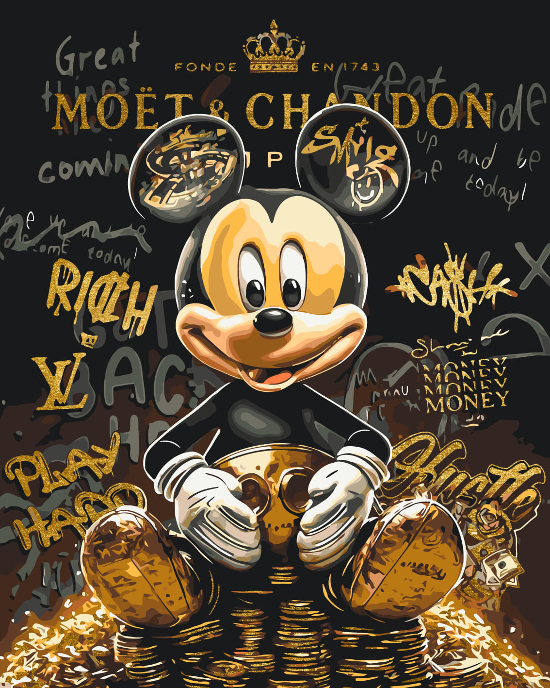 Malování podle čísel na rámu 40*50 cm Mickey Mouse s metalickými barvami LW 3493