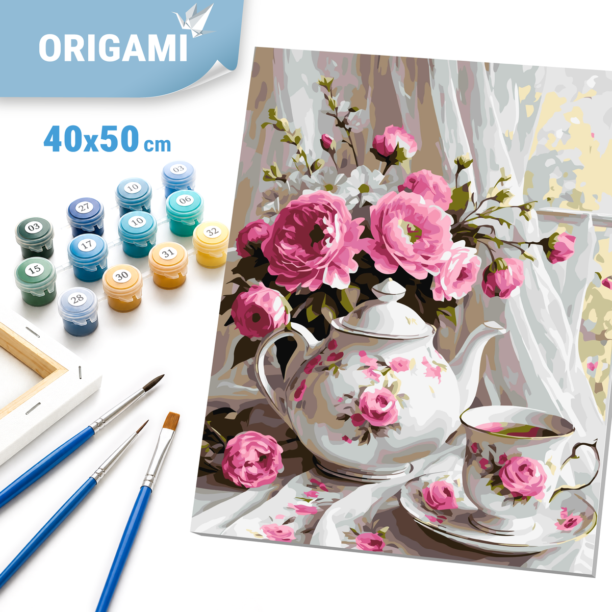 Malování podle čísel na rámu 40*50 cm - Čaj s květinami - Květiny/Zátiší - LW 3506