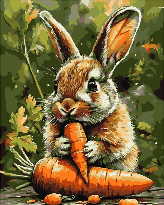 Malování podle čísel na rámu 40*50 cm – Zvířata. Zajíček s mrkví LW 3507