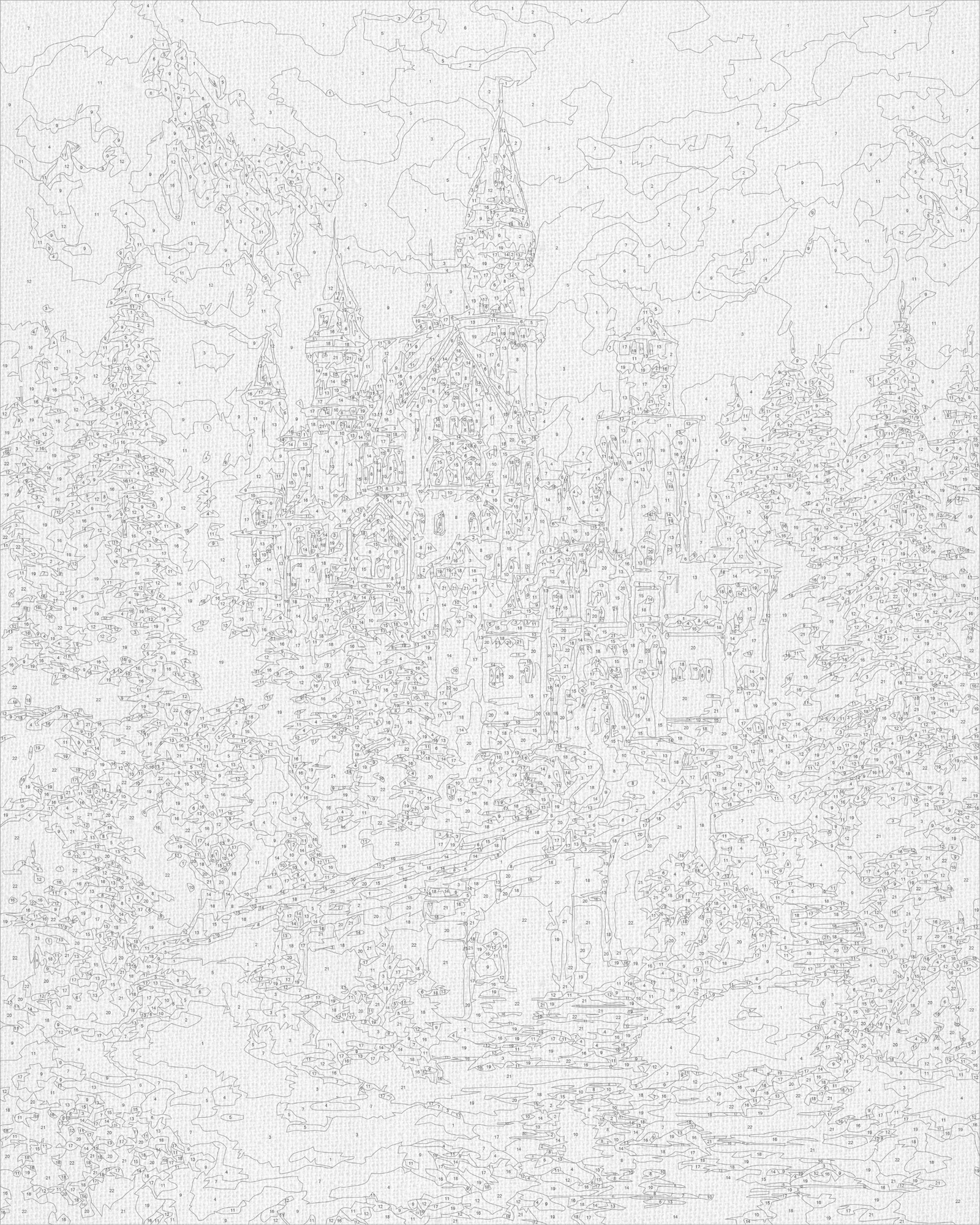 Malování podle čísel na rámu 40*50 cm Zimní krajina. Hrad v zimních horách LW 3553