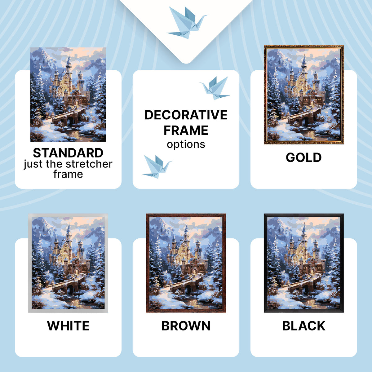 Malování podle čísel – zimní zámek v horách