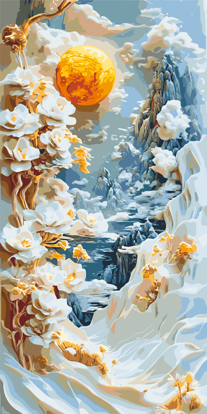 Malování podle čísel na rámu 40×80 cm - Abstrakce: horské květiny - Květiny/Krajinka - LW 5104