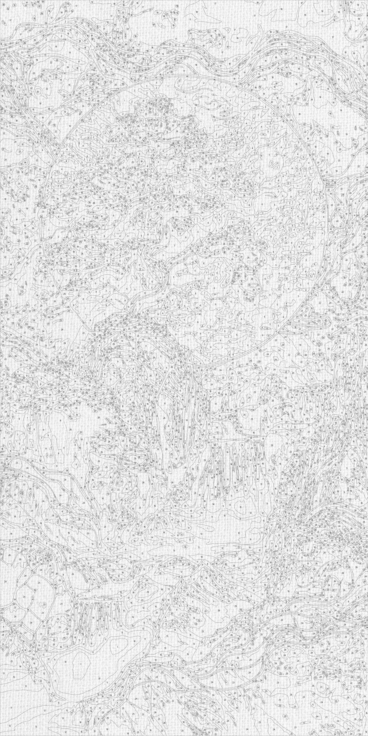 Malování podle čísel na rámu 40×80 cm - Abstrakce: horský vodopád - Krajinka s metalickými barvami - LW 5105