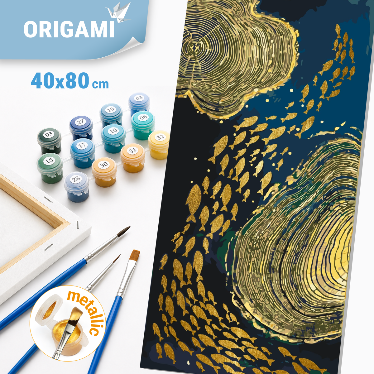Malování podle čísel na rámu 40*80 cm - Abstrakce s metalickými barvami - LW 5107