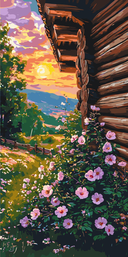Malování podle čísel na rámu 40×80 cm - Květinový letní večer - Krajinka/Květiny - LW 5114