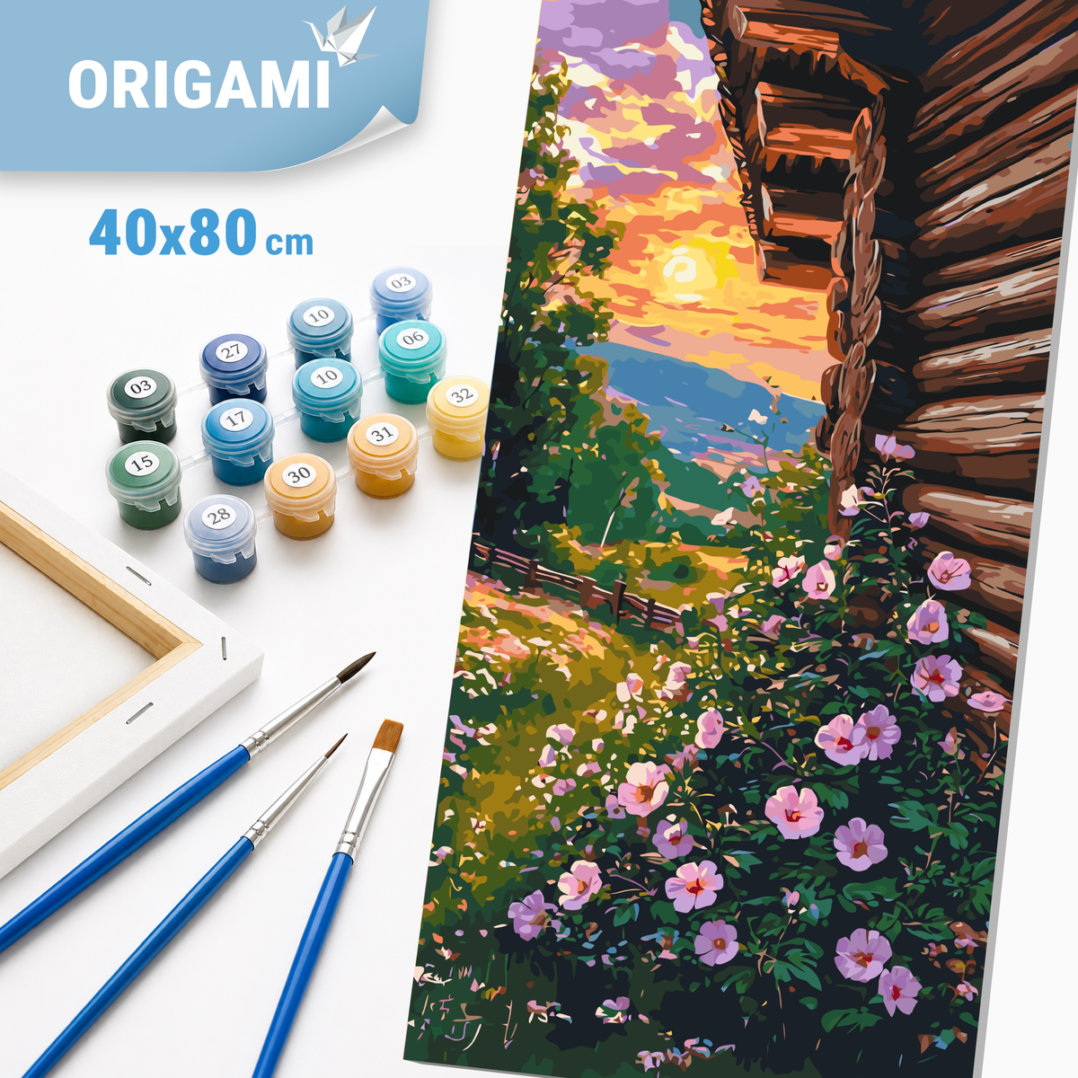 Malování podle čísel na rámu 40×80 cm - Květinový letní večer - Krajinka/Květiny - LW 5114