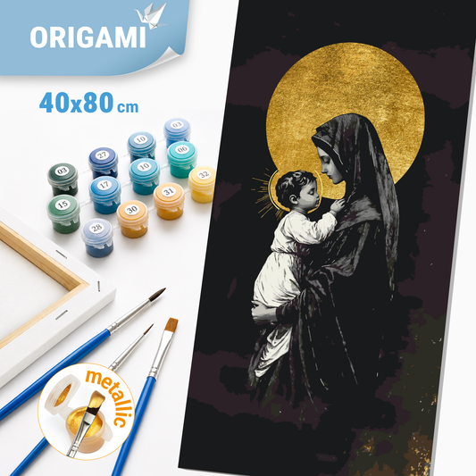 Malování podle čísel na rámu 40*80 cm - Marie a Ježíš - Náboženství s metalickými barvami - LW 5128