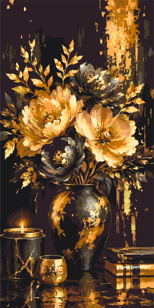 Záře něžných pivoněk – malování podle čísel 40×80 cm