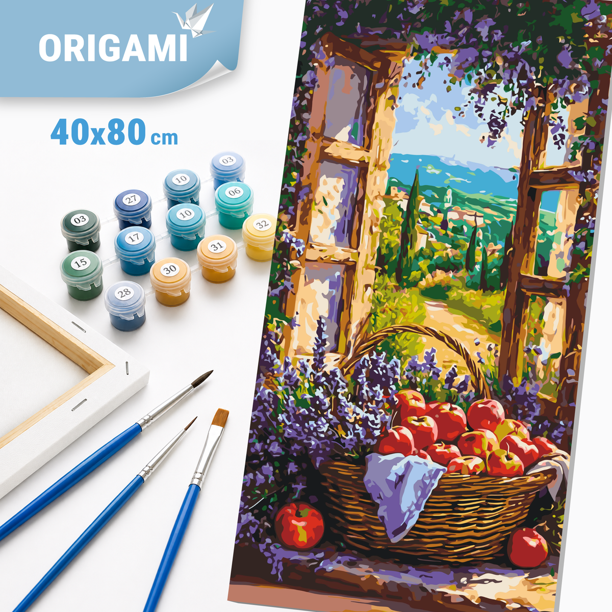 Malování podle čísel na rámu 40*80 cm - Košík s ovocem - Krajina - LW 5133