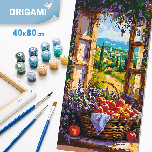 Malování podle čísel na rámu 40*80 cm - Košík s ovocem - Krajina - LW 5133