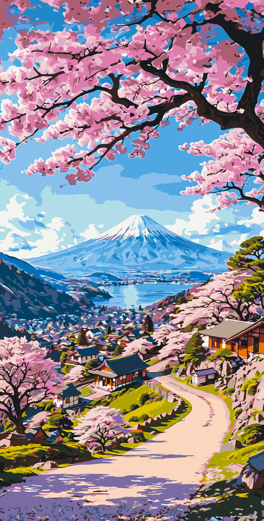 Malování podle čísel na rámu 40×80 cm - Krása japonské sakury - Krajinka - LW 5141