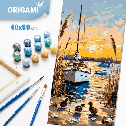 Malování podle čísel na rámu 40*80 cm - Letní večer - Krajina - LW 5150