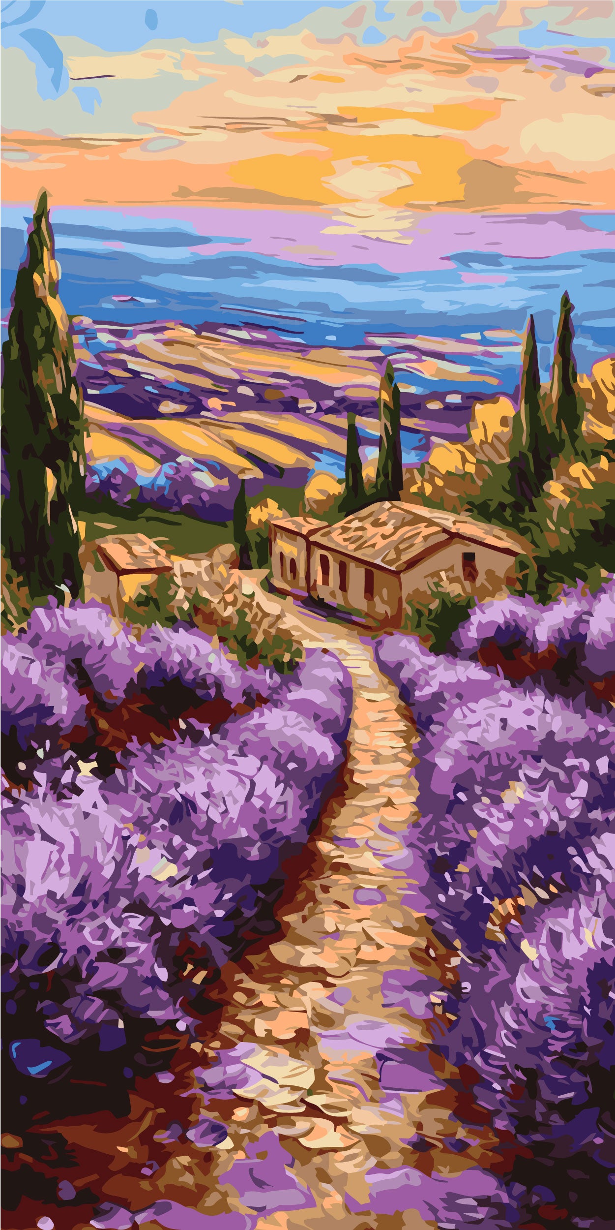 Malování podle čísel na rámu 40×80 cm - Vůně Provence - Krajinka - LW 5151