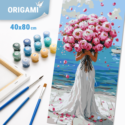 Malování podle čísel na rámu 40×80 cm - Objetí růží - Lidé/Květiny - LW 5152