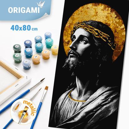 Malování podle čísel na rámu 40*80 cm - Obraz Spasitele - Náboženství s metalickými barvami - LW 5158