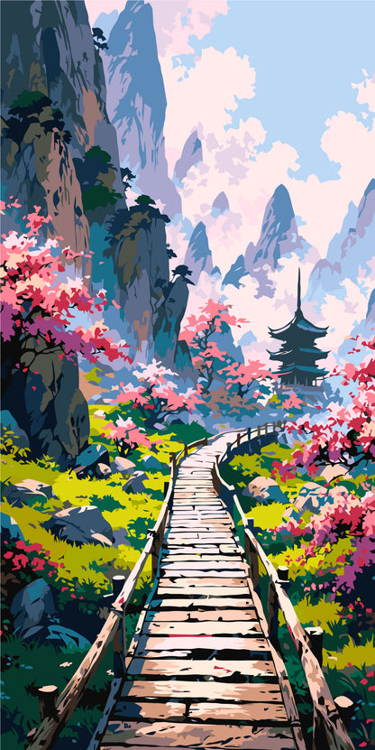 Malování podle čísel na rámu 40*80 cm krajinka - Tajuplná japonská zahrada LW 5169