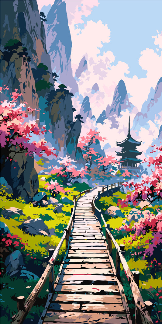 Malování podle čísel na rámu 40*80 cm krajinka - Tajuplná japonská zahrada LW 5169