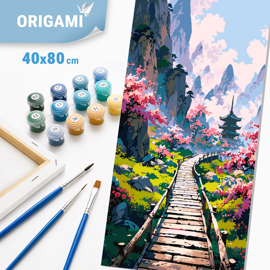 Malování podle čísel na rámu 40*80 cm krajinka - Tajuplná japonská zahrada LW 5169