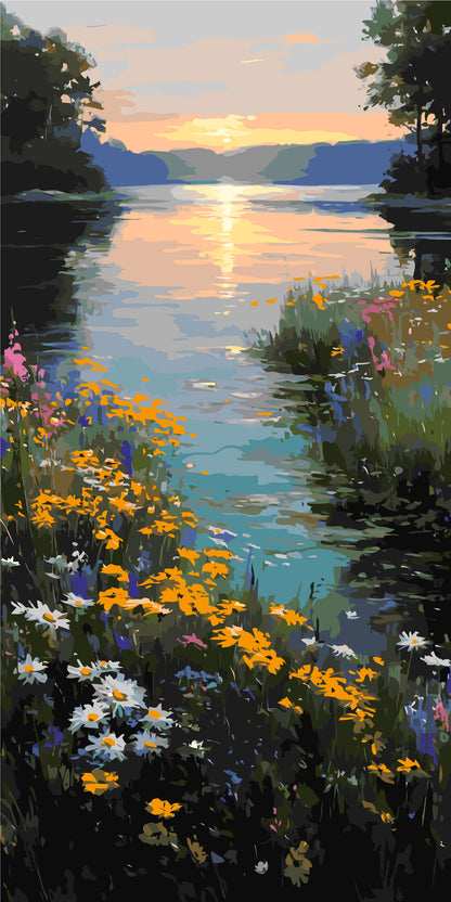 Malování podle čísel na rámu 40×80 cm - Letní barvy přírody - Krajinka - LW 5171