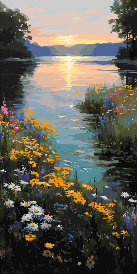 Malování podle čísel na rámu 40×80 cm - Letní barvy přírody - Krajinka - LW 5171