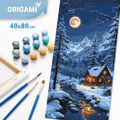 Malování podle čísel na rámu 40×80 cm - Zimní pohoda - Krajinka - LW 5178