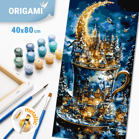 Paint by Numbers on a 40*80 cm frame Winter Landscape with Metallic Colors LW 5179