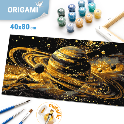 Malování podle čísel na rámu 40*80 cm - Záře planet - Vesmír s metalickými barvami - LW 5188