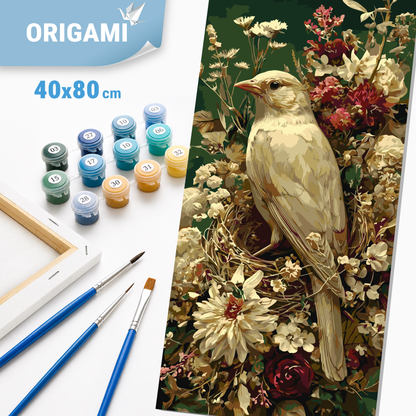 Malování podle čísel na rámu 40*80 cm - Ptáček mezi okvětními lístky - Zvířata - LW 5189