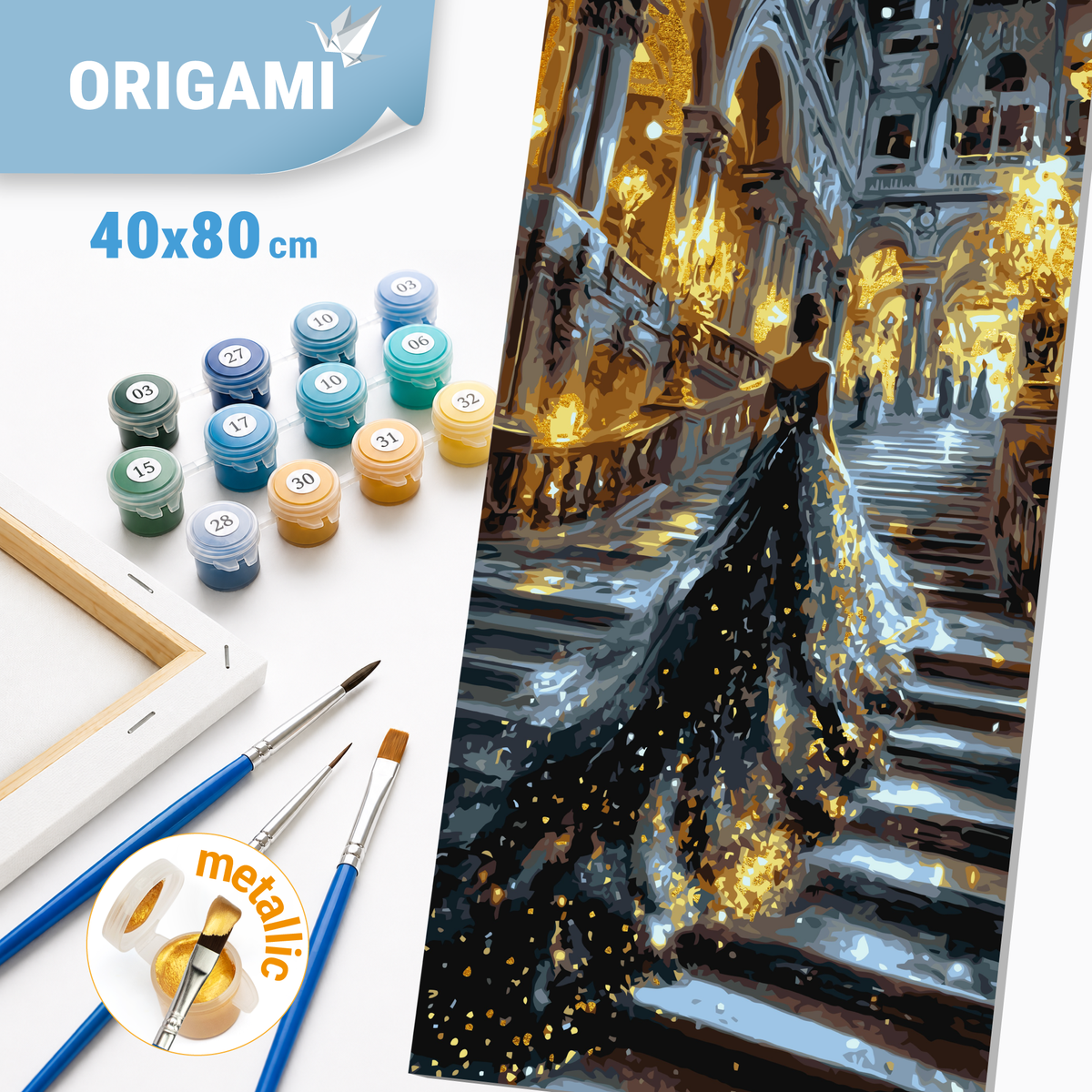 Malování podle čísel na rámu 40*80 cm - Dívka se světlem - Lidé s metalickými barvami - LW 5191