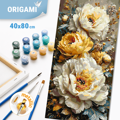 Malování podle čísel na rámu 40*80 cm - Říše květin - Květiny s metalickými barvami - LW 5192